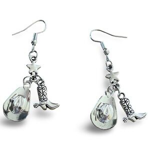 Silver Western Charm Earrings Cowboy Boots  Hat and Star